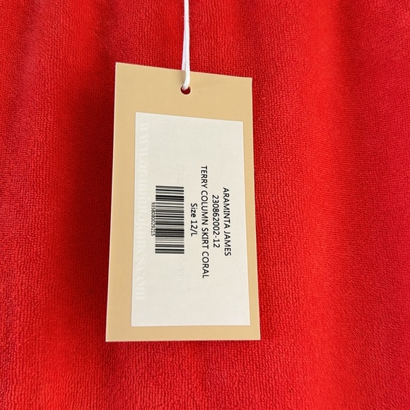ARAMINTA JAMES Cotton Terry Column Skirt w Side Slit - Coral - L - (12) BNWT Bag - Picture 3 of 12